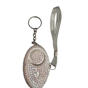 white bling safety alarm with flashlight keychain