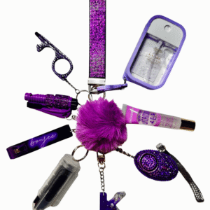 purple bling safety defense keychain