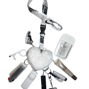 white sporty safety defense keychain