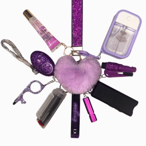 purple bling safety defense keychain