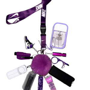 purple sporty safety defense keychain